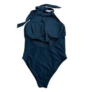 J.Crew Halter Bow Tie One Piece Swimsuit Black Size 10